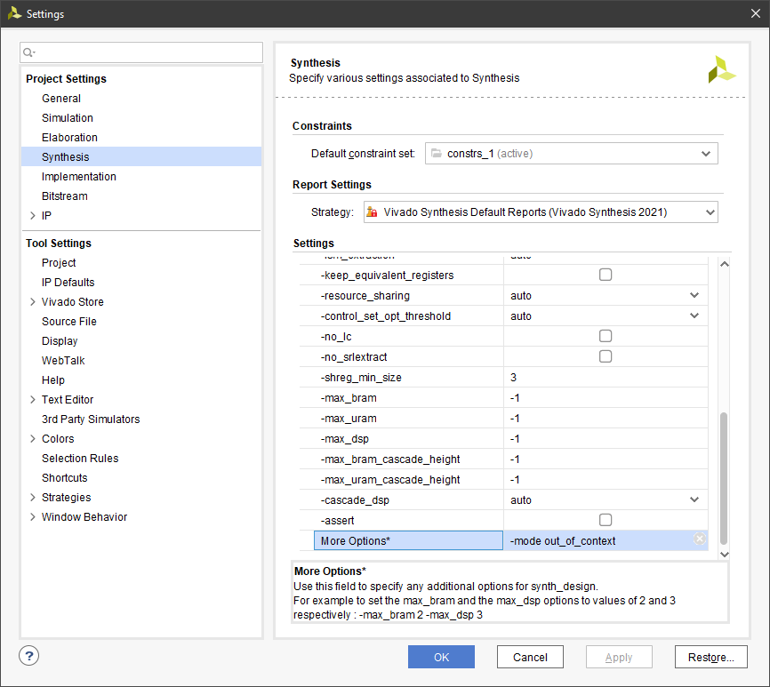Vivado OOC Synthesis
